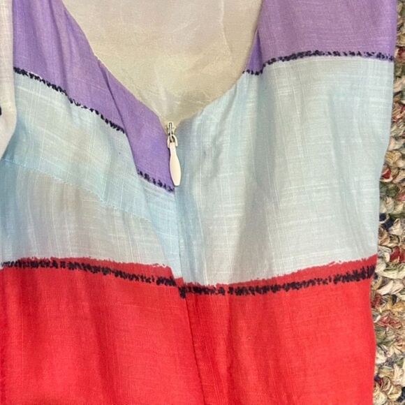 Anthropologie Floreat Multicolor Paint Stripe Fit & Flare Sleeveless Dress Sz 6 - Picture 10 of 15
